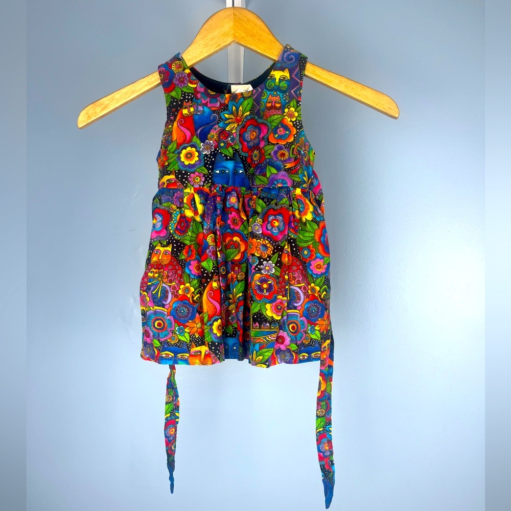Vintage cat print handmade dress